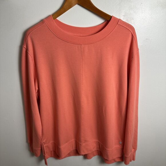 Apana Crewneck Coral Pink Active Sweatshirt Long Sleeve Pullover Lightweight XL - Picture 1 of 11